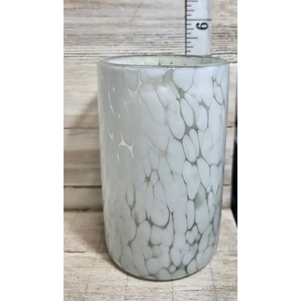 Hand Blown White Frit Glass Tumblers Set of 3 Confetti Art Glass 5